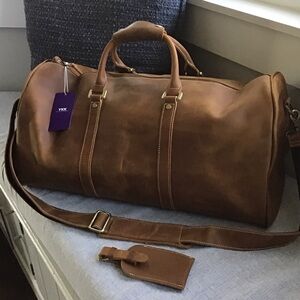 Brown Leather Men's Duffel Bag